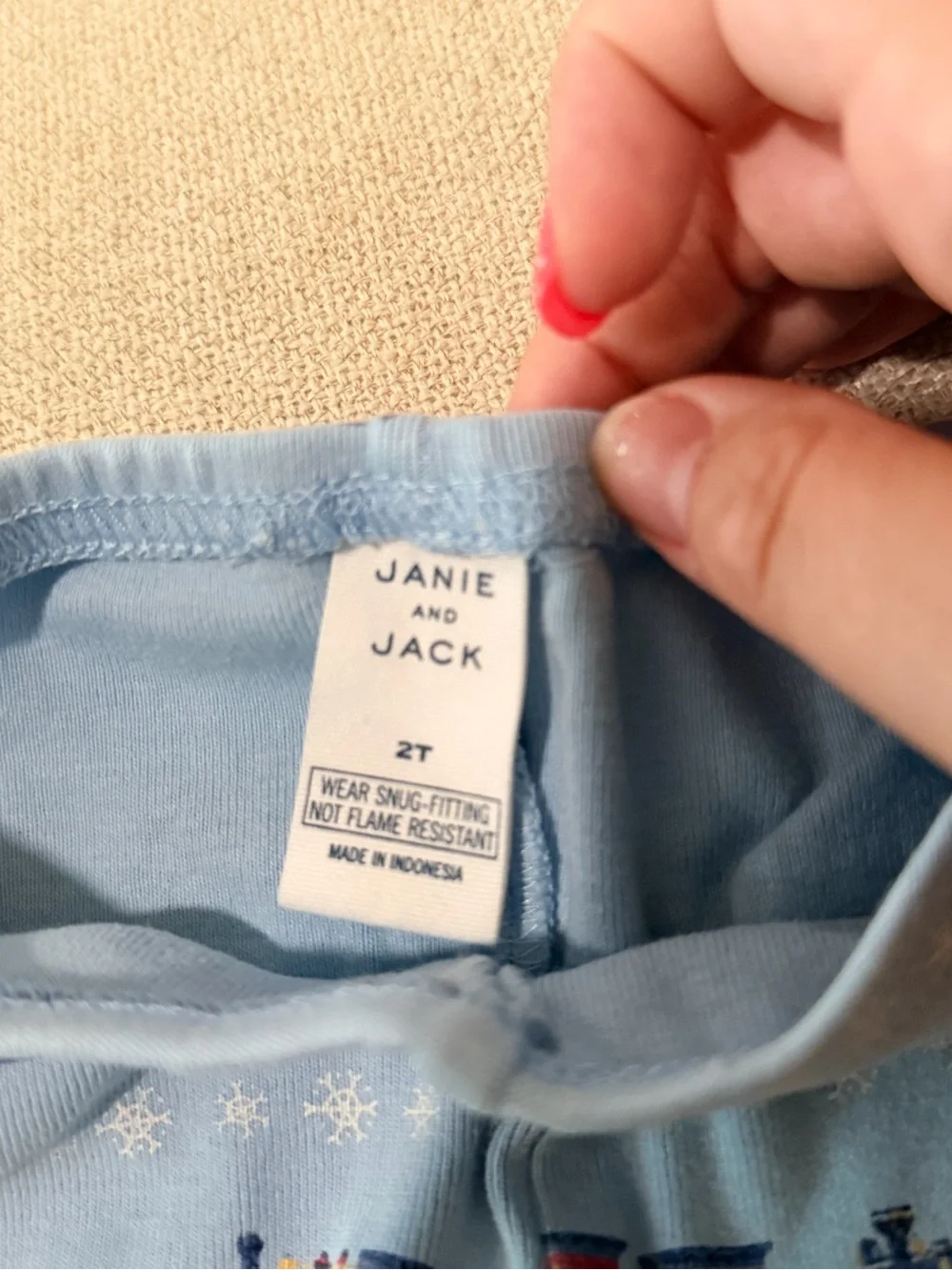 Janie and Jack Light Blue Pajama Set with Train Motif